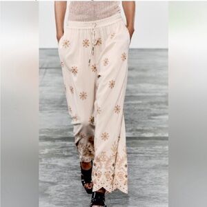 NWT ZARA VACATION EMBROIDERED PANTS  SIZE M 
🚨FIRM PRICE NO DISCOUNT